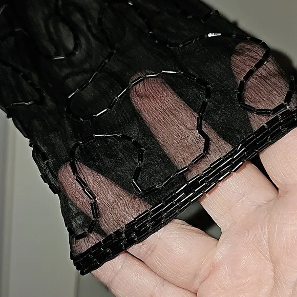 Laurence Kazar Womens Dress Vtg Sz S Beaded Black Silk Evening Zipper VG… - Picture 6 of 16